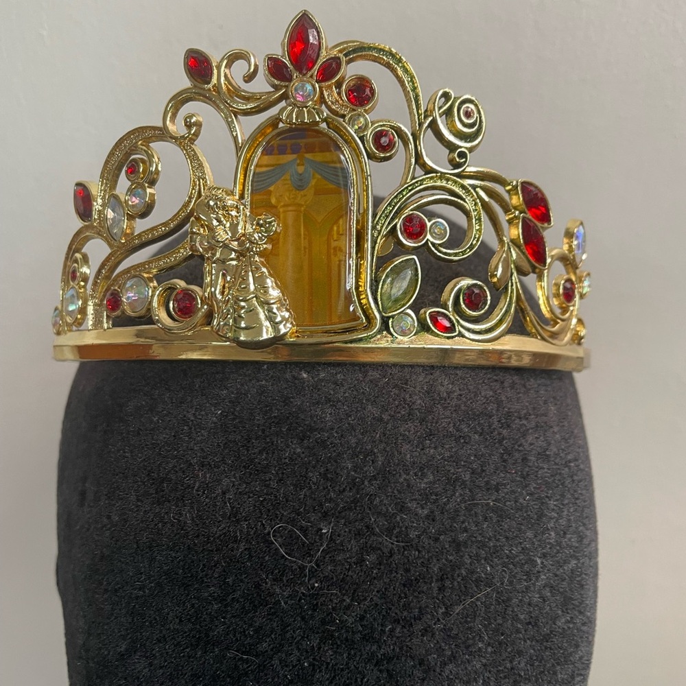 Disney Belle tiara crown great quality gold color with stones simply beautiful